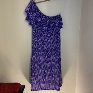 Michael Kors one shoulder ruffle dress